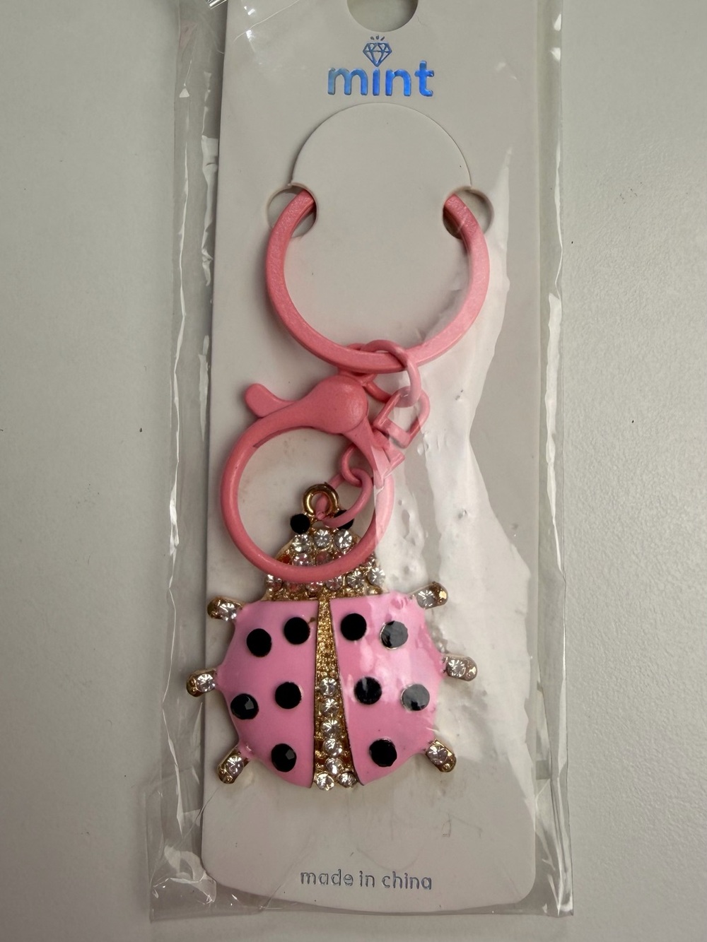 mint Pink Ladybug Keychain